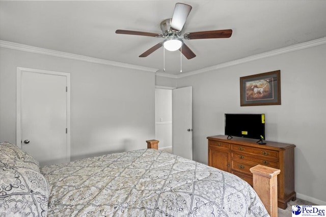106 Min Lou Cir, Darlington, SC 29532 - bedroom with crown molding, ceiling fan, carpet floors, and baseboards