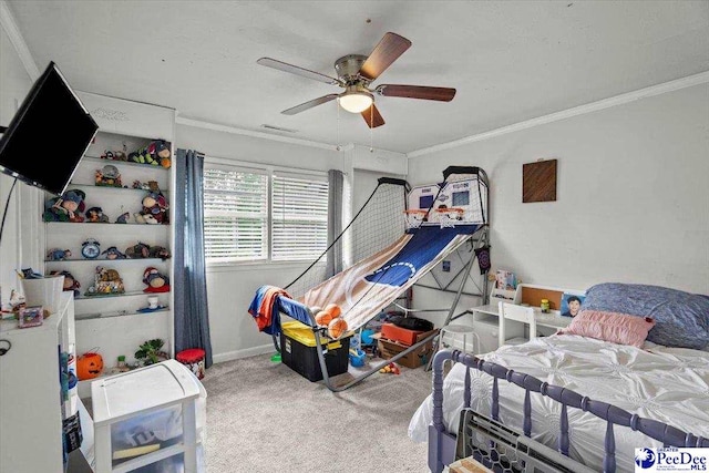 106 Min Lou Cir, Darlington, SC 29532 - bedroom with carpet, ornamental molding, and ceiling fan