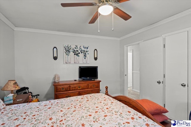 106 Min Lou Cir, Darlington, SC 29532 - bedroom with ornamental molding, baseboards, and ceiling fan