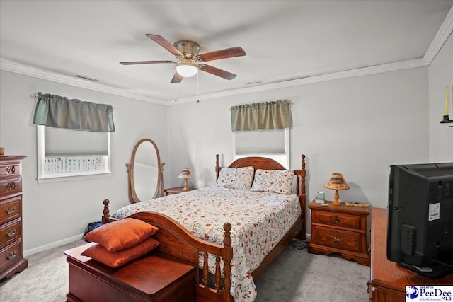 106 Min Lou Cir, Darlington, SC 29532 - carpeted bedroom featuring crown molding, a ceiling fan, baseboards, and multiple windows