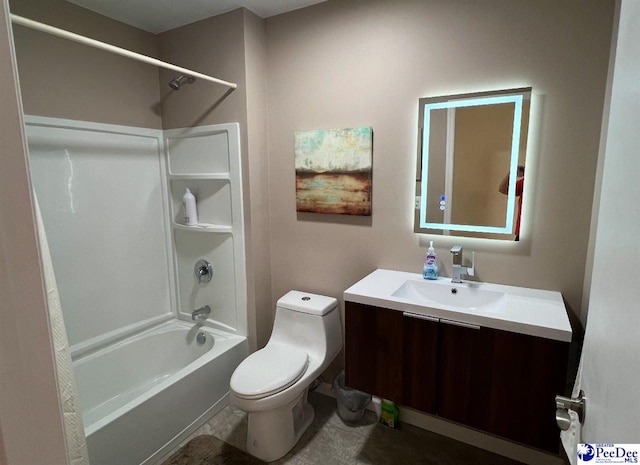 full bathroom featuring vanity, toilet, and shower / bathing tub combination