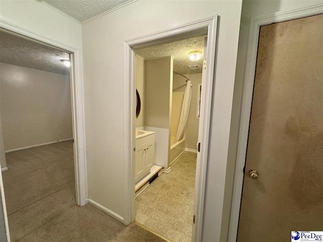 188 Chatham Trace Cir, Cheraw, SC 29520 - hallway with a textured ceiling, light carpet, and light flooring