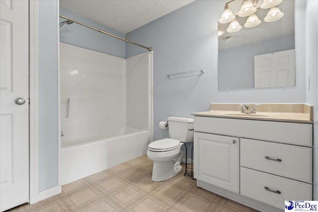 2770 Gray Dr, Darlington, SC 29532 - bathroom featuring vanity, shower / bath combination, tile patterned floors, a chandelier, and a textured ceiling
