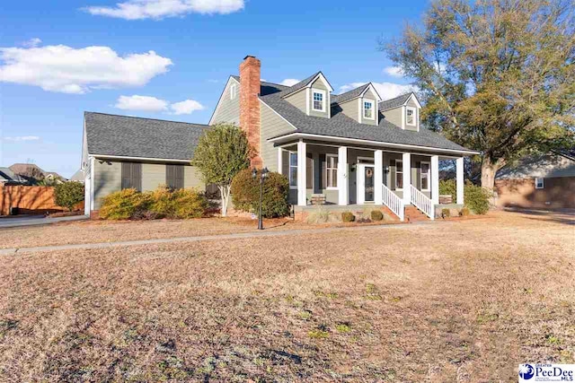 cape cod-style house featuring a porch