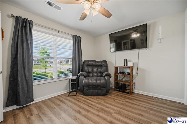 1757 Lake Wateree Dr, Florence, SC 29501 - sitting room featuring light wood-style floors and a ceiling fan
