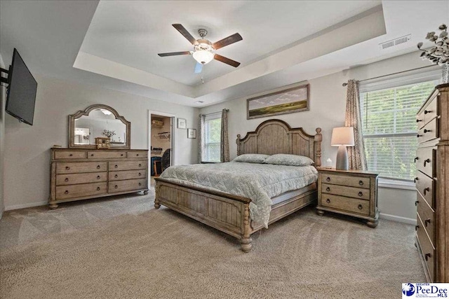 1757 Lake Wateree Dr, Florence, SC 29501 - bedroom with light carpet, a raised ceiling, and multiple windows