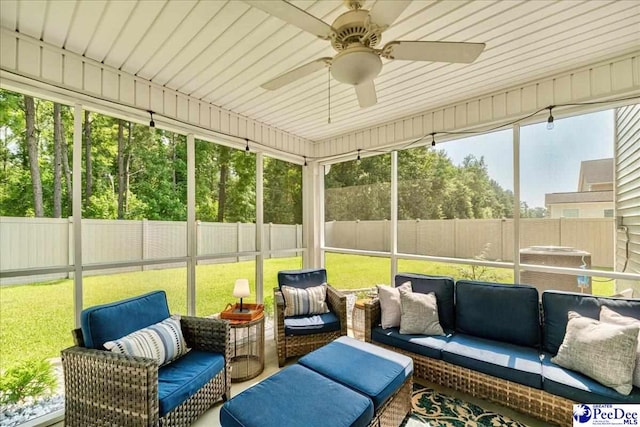 1757 Lake Wateree Dr, Florence, SC 29501 - sunroom featuring outdoor lounge area and a ceiling fan