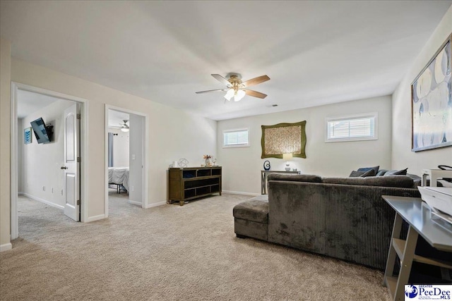 1757 Lake Wateree Dr, Florence, SC 29501 - living room with ceiling fan and carpet floors
