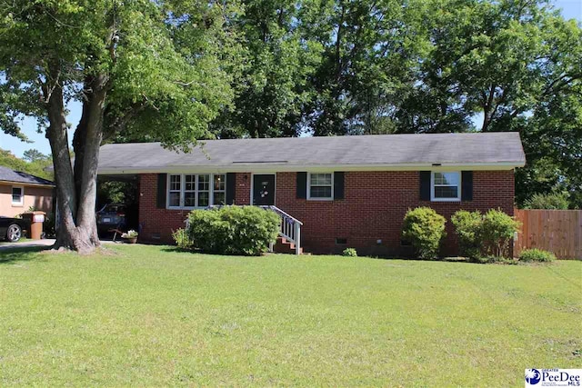 816 Madeira Ln, Florence, SC 29505 - single story home with crawl space, brick siding, and a carport
