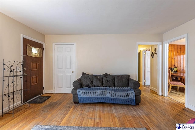 living room with hardwood / wood-style floors