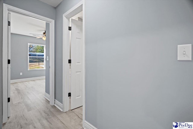 hallway with light hardwood / wood-style flooring