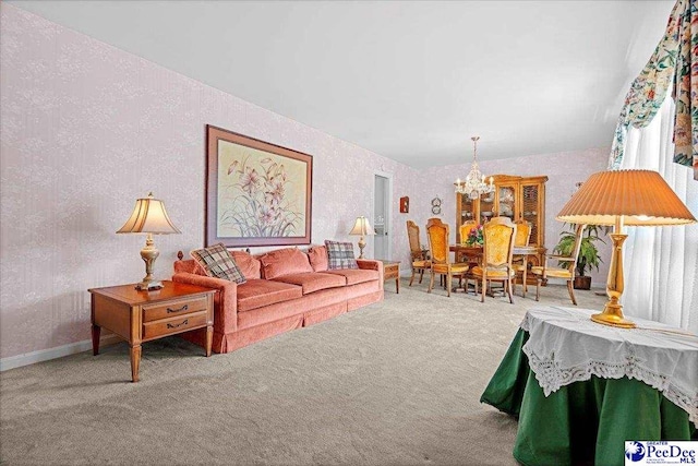 1812 Woods Dr, Florence, SC 29505 - living area with a chandelier and carpet floors