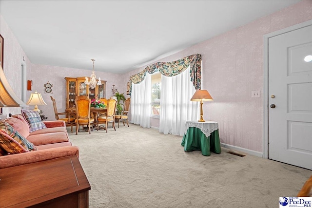 1812 Woods Dr, Florence, SC 29505 - living area featuring a chandelier and carpet