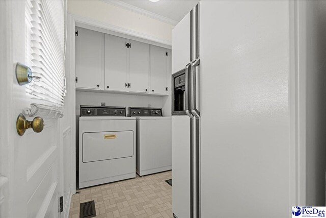 1812 Woods Dr, Florence, SC 29505 - washroom featuring cabinet space, independent washer and dryer, and crown molding