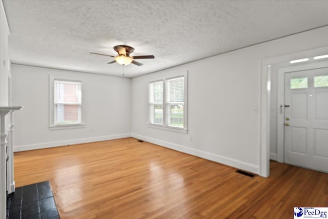 312 Greene St, Cheraw, SC 29520 - unfurnished living room with wood finished floors, healthy amount of natural light, and a textured ceiling