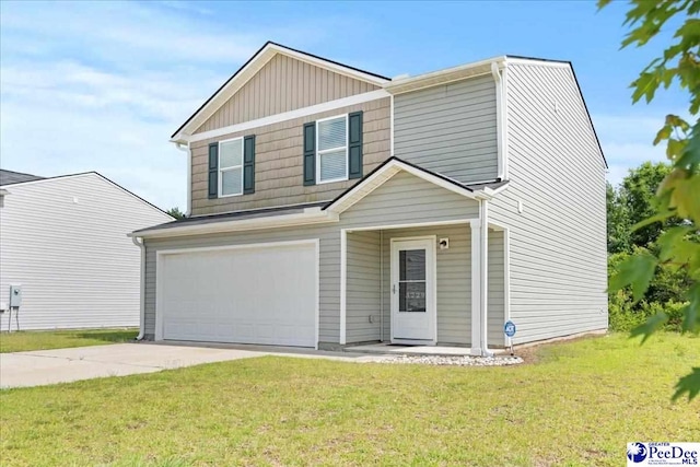 3229 Winding Way Dr, Florence, SC 29506 - view of front facade with a garage, driveway, and a front yard