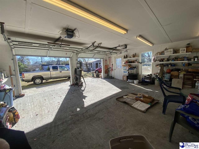 garage with a garage door opener