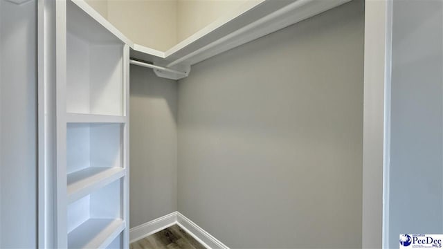 walk in closet featuring hardwood / wood-style flooring