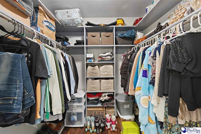 spacious closet featuring wood finished floors