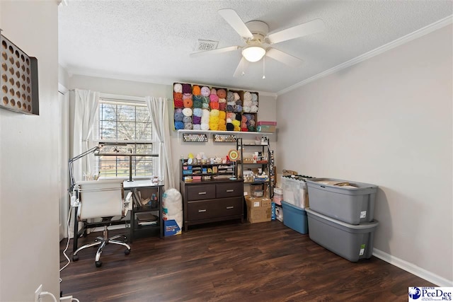 interior space featuring visible vents and a ceiling fan