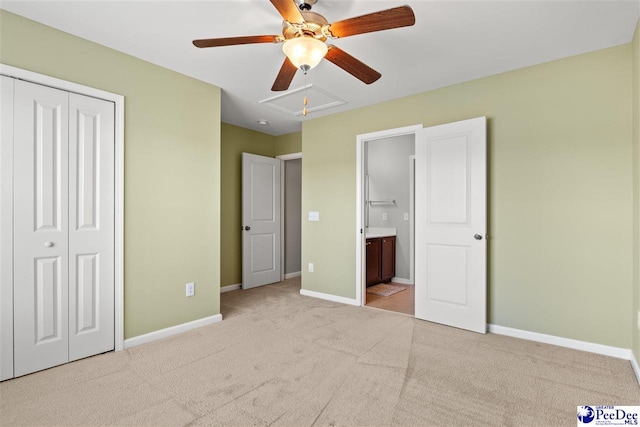 121 Parmelee Dr, Murrells Inlet, SC 29576 - unfurnished bedroom with carpet, a closet, attic access, connected bathroom, and ceiling fan