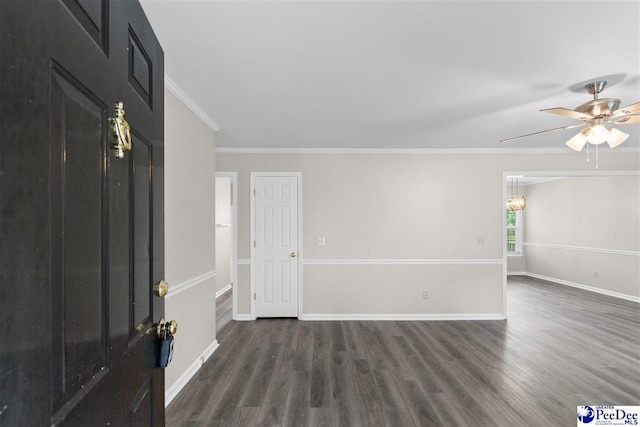 2348 Chadwick Dr, Florence, SC 29501 - empty room featuring wood finished floors, ceiling fan, and ornamental molding