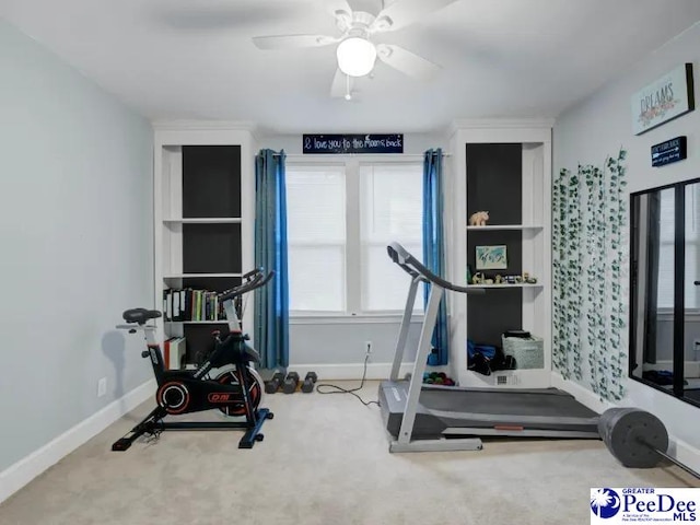 1417 Woods Rd, Florence, SC 29501 - exercise room with a ceiling fan and carpet