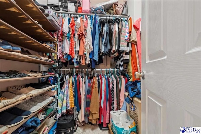 walk in closet featuring carpet