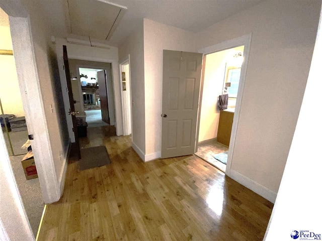 corridor featuring light hardwood / wood-style flooring