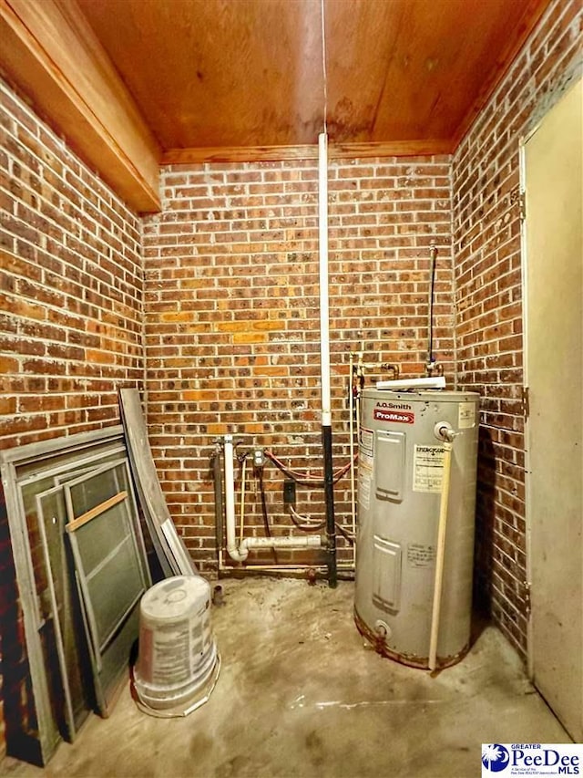 utility room with water heater