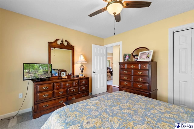 2122 Twin Bridge Dr, Florence, SC 29505 - bedroom featuring dark carpet and a ceiling fan