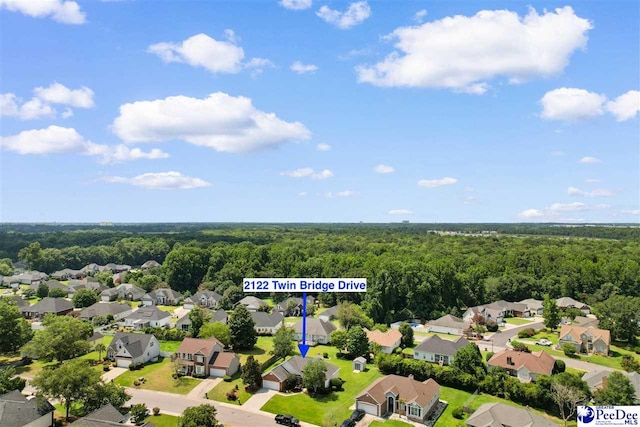 2122 Twin Bridge Dr, Florence, SC 29505 - aerial view of residential area with a forest