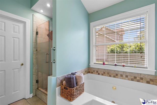 2122 Twin Bridge Dr, Florence, SC 29505 - bathroom featuring a shower stall, a tub with jets, healthy amount of natural light, and tile patterned flooring