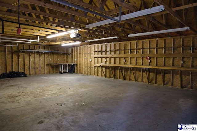 garage with a garage door opener