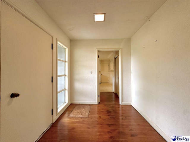 hallway featuring dark hardwood / wood-style floors