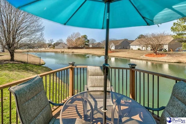 balcony featuring a water view and a residential view