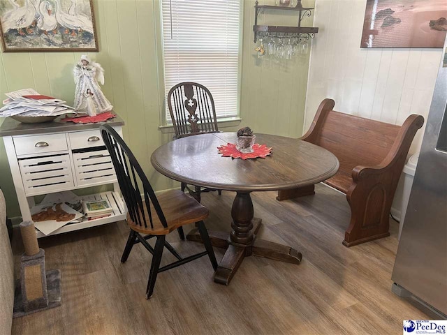 dining area with light wood-type flooring