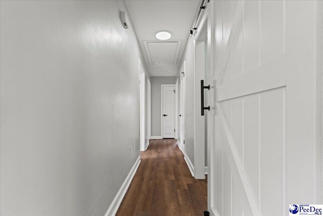 hall featuring dark hardwood / wood-style flooring