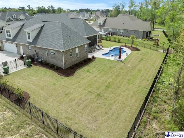 aerial view with a residential view