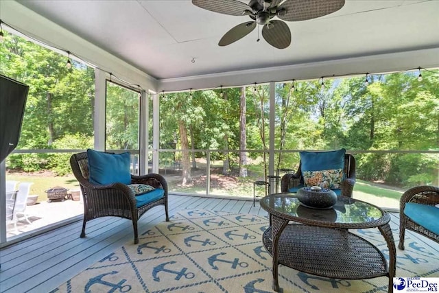 3250 Hampton Pointe Dr, Florence, SC 29501 - sunroom with a ceiling fan, healthy amount of natural light, and view of scattered trees