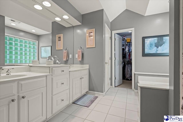 3250 Hampton Pointe Dr, Florence, SC 29501 - full bathroom featuring double vanity, tile patterned floors, baseboards, a walk in closet, and recessed lighting