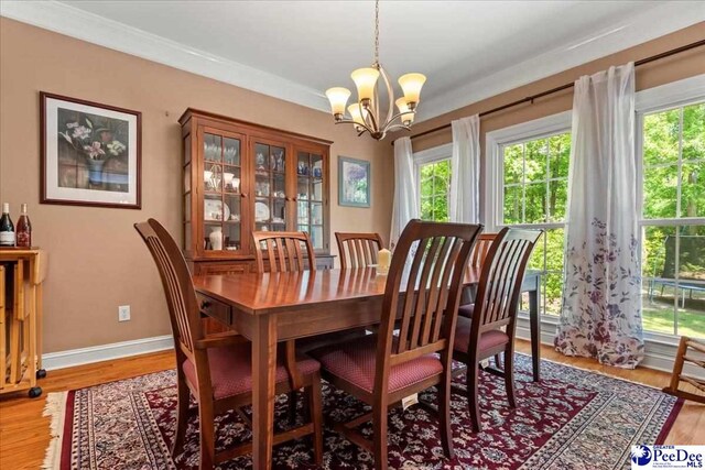 3250 Hampton Pointe Dr, Florence, SC 29501 - dining space with a chandelier, light wood finished floors, and baseboards