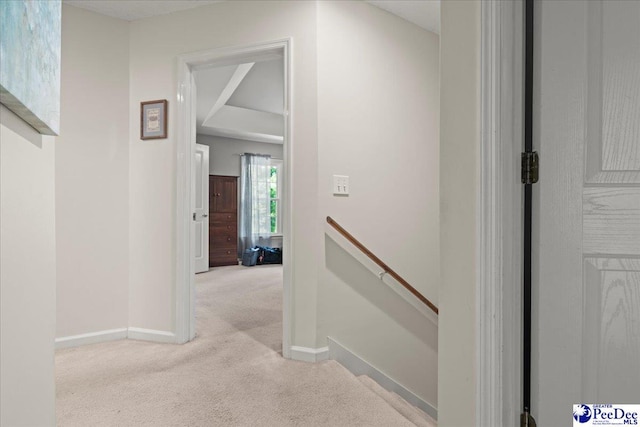 3250 Hampton Pointe Dr, Florence, SC 29501 - hall featuring an upstairs landing, carpet, and baseboards