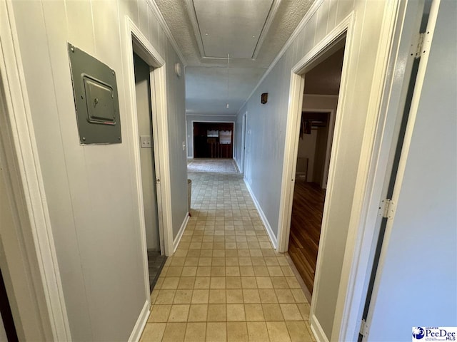 109 Tec Rd, Cheraw, SC 29520 - corridor with attic access, light tile patterned floors, and electric panel