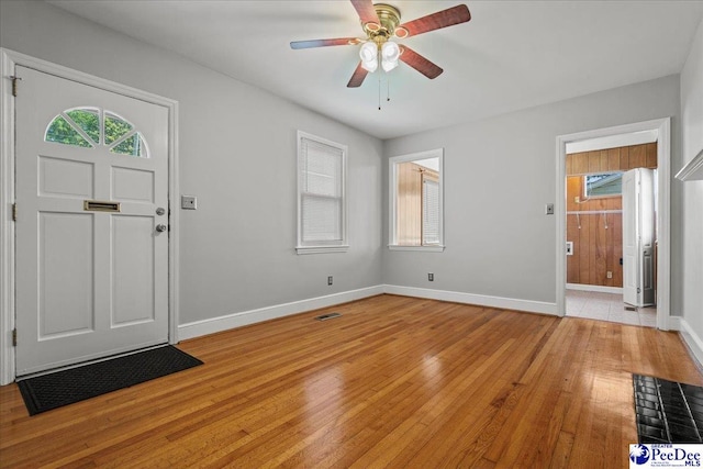 1306 W Palmetto St, Florence, SC 29501 - entryway with light wood finished floors and a ceiling fan