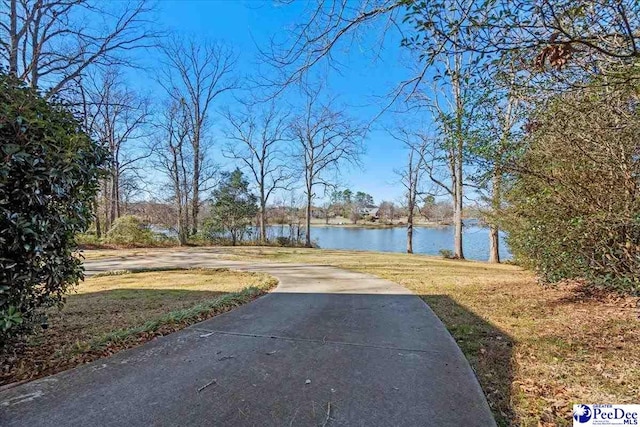 view of street featuring a water view