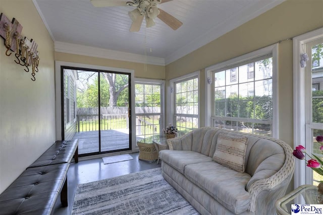 sunroom with crown molding