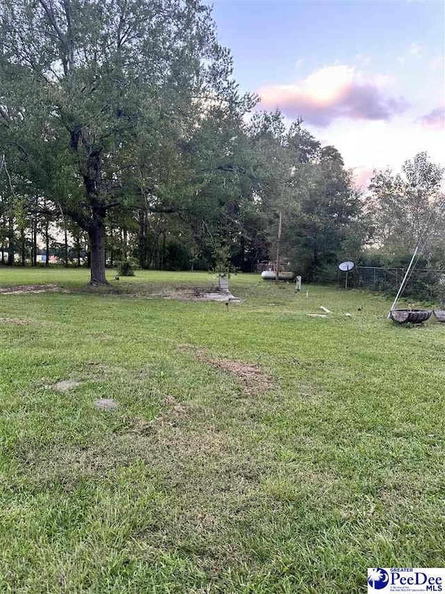 view of yard at dusk