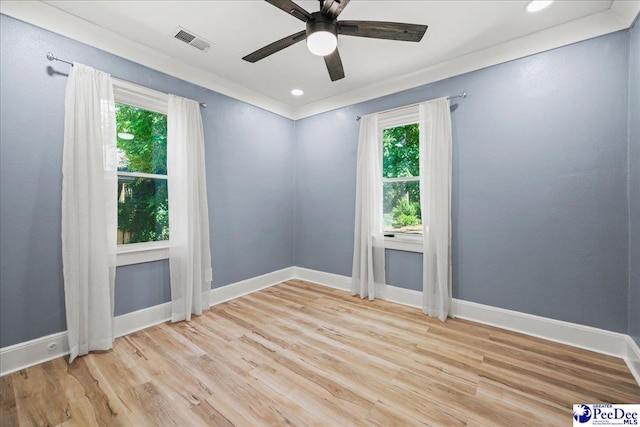 1314 Sewanee Ave, Florence, SC 29501 - empty room featuring a ceiling fan, wood finished floors, baseboards, and recessed lighting
