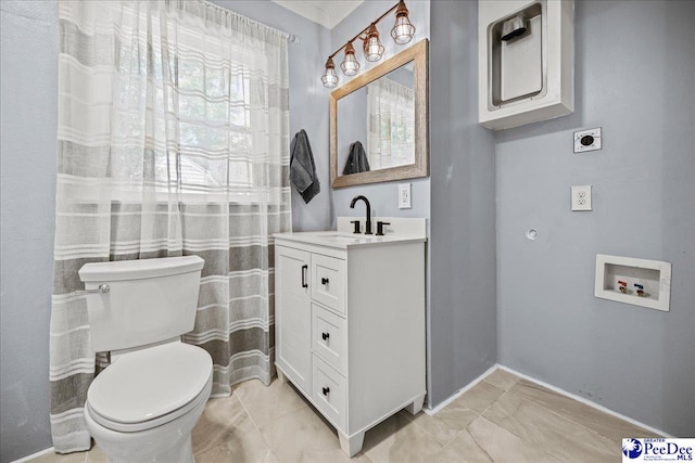 1314 Sewanee Ave, Florence, SC 29501 - bathroom with toilet, vanity, and baseboards